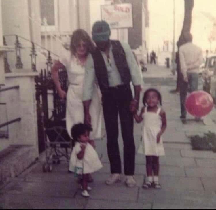 Jade age five, West London girl born and bred, with her parents and little sister Notting Hill Carnival in 1982