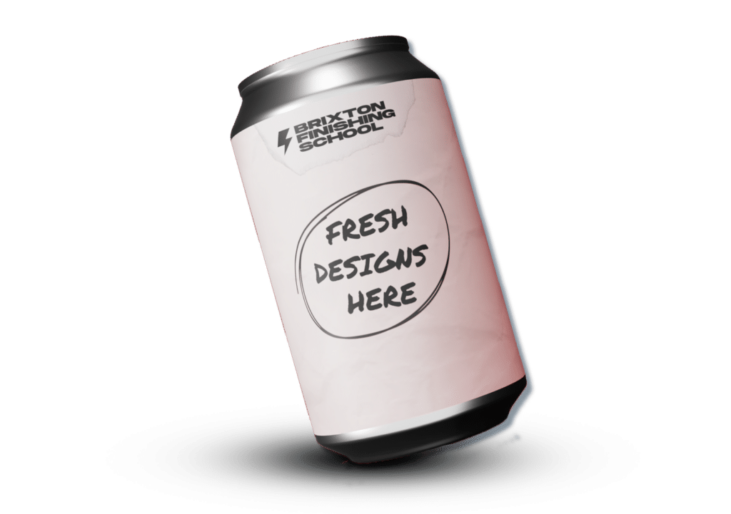 Beer can with fresh designs here written on the label